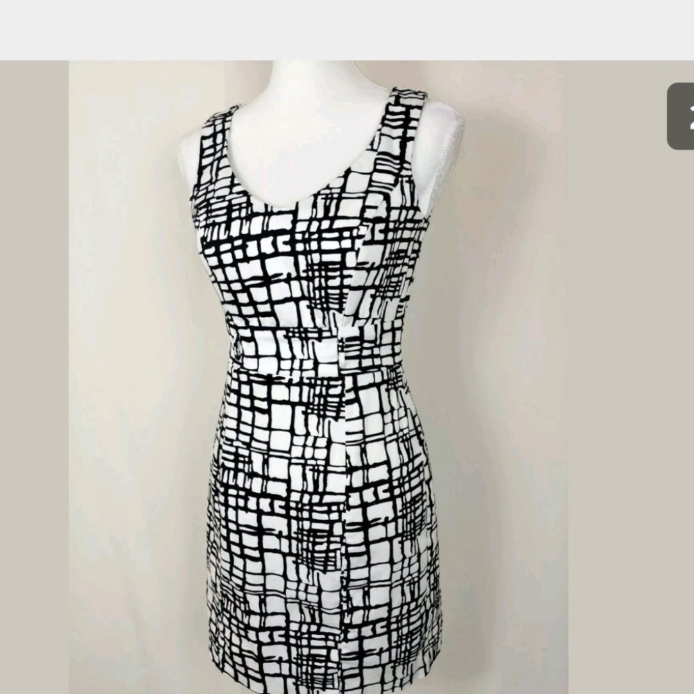 Shift Sheath Dress 3 Career Sleeveless Black white